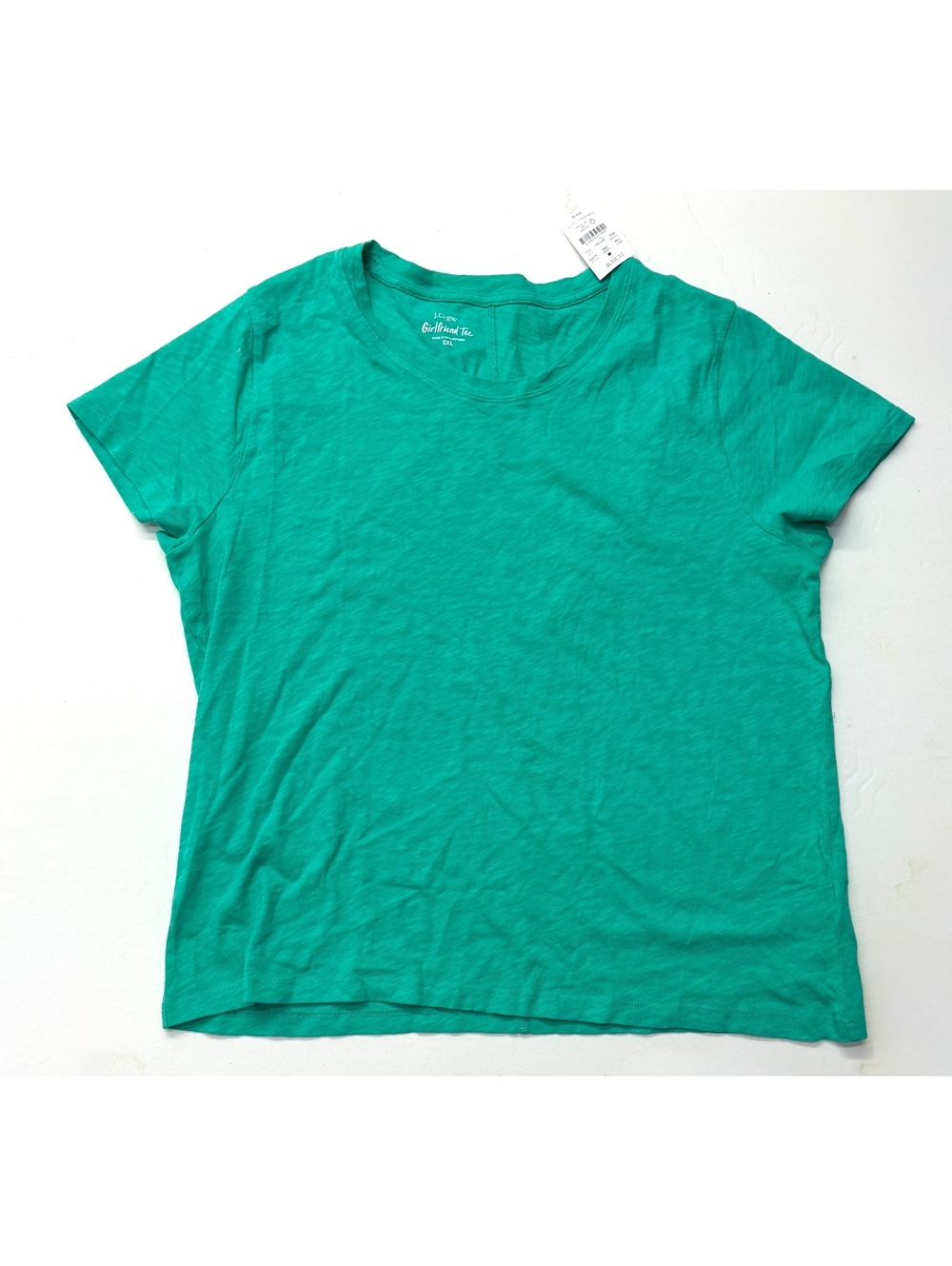 NWT J.Crew Women's Girlfriend Crewneck Teal Short Sleeve Cotton T-Shirt XXL